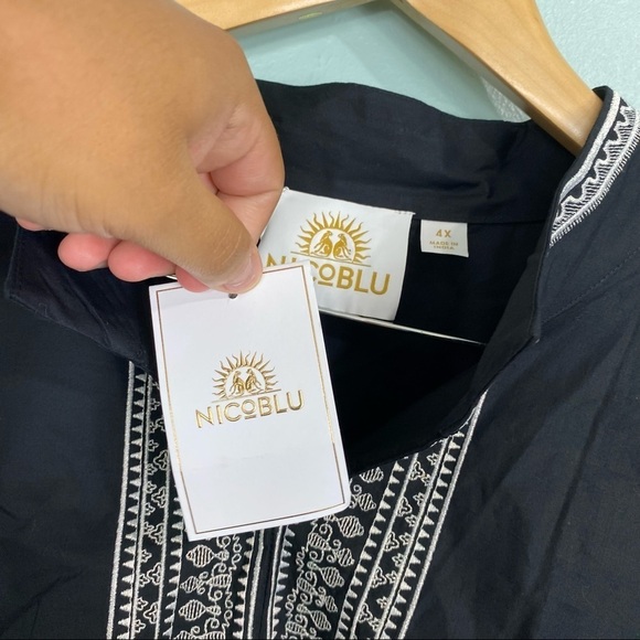 Nicoblu Maharani Tuxedo Tunic Black White Sz 4X - Picture 3 of 5